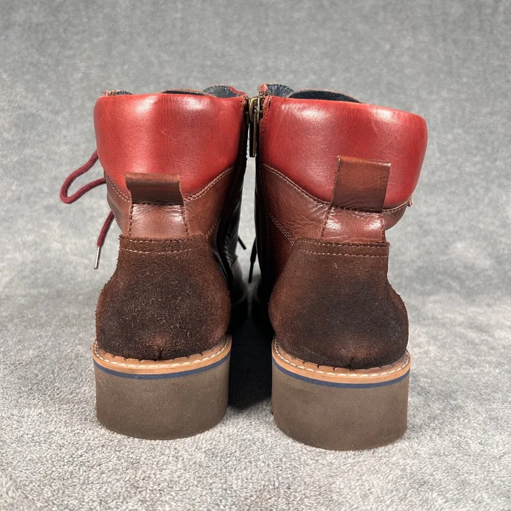 Pikolinos York Boots Brown Cognac Leather Burgundy Red Side Zip Mens 8 EU 41